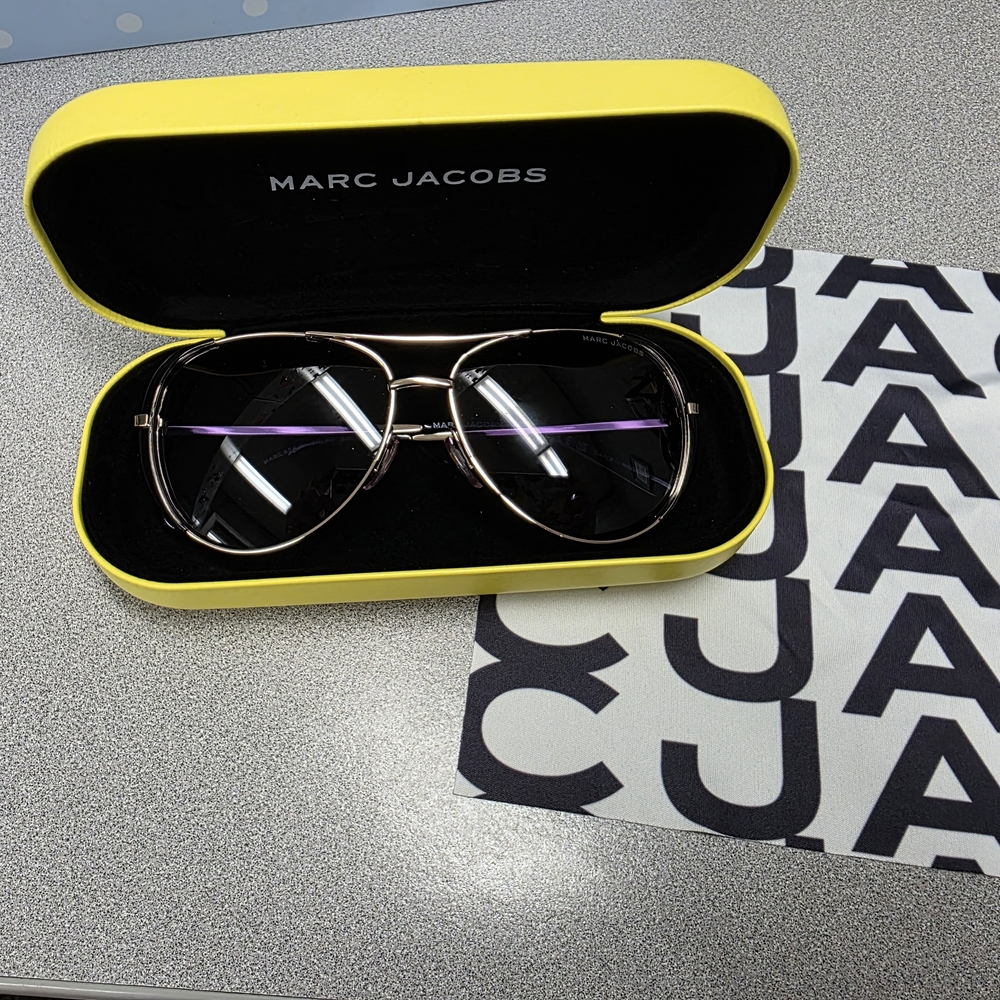 Marc Jacobs Gold Aviator Sunglasses with Yellow Case
